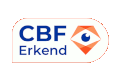 Een badge waarop het logo van CBF staat met het woord 'Erkend'.
