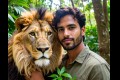 Portretfoto van Mufasa Nala - samen met een leeuw