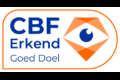 Een badge waarop het logo van CBF staat met het woord 'Erkend goed doel'.